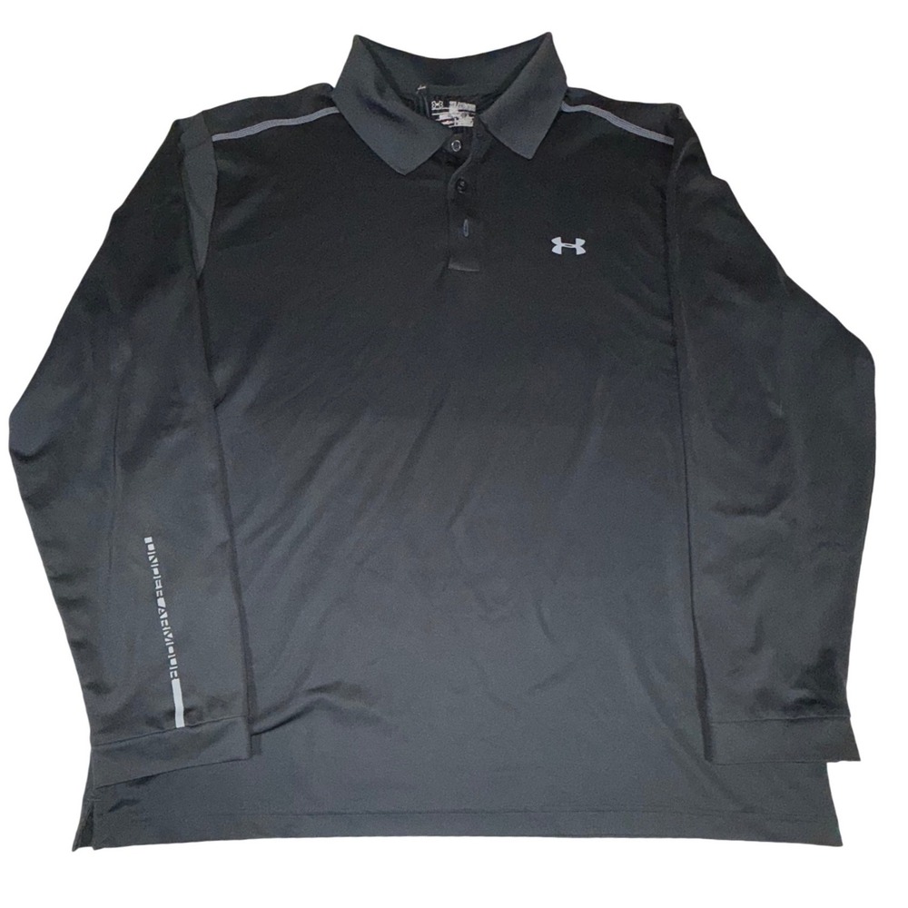 Under Armour AllSeasonGear Men's 2XL Black Long Sleeve Loose Fit Polo Shirt